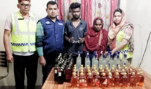 ছাতকে থানা পুলিশের অভিযানে বিদেশী মদ   সহ দু’মাদক ব্যবসায়ী গ্রেফতার